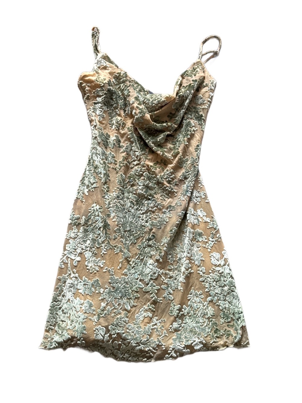 Bershka velvet trim Mini Dress Green Small 31” length